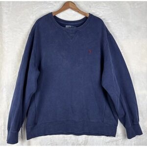 Vintage Ralph Lauren Mens XXL Faded Heavyweight Crewneck Sweatshirt Blue 90s Y2K